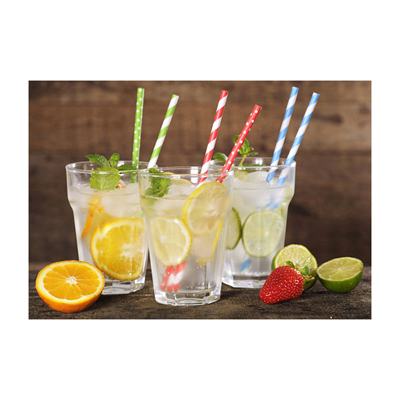 Packnwood Unwrapped Durable Black & White Polka Dot Paper Straws, .2" Dia. x 7.75", Case of 3000 image 1