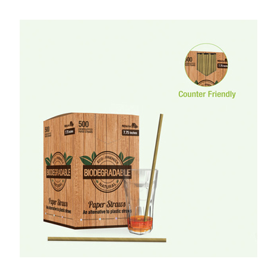 Packnwood Durable Unwrapped Kraft Paper Straws, .2" Dia. x 7.75", Case of 3000 image 2