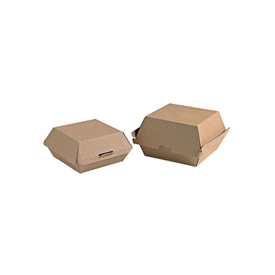 Packnwood Kraft Corrugated Clamshell Hamburger Take Out Box, 5.7" x 5.3" x 3.2" - Case of 500 image 2