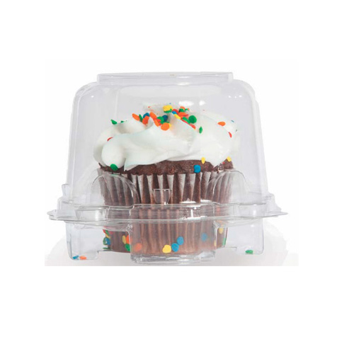 One Compartment Clear Hinged Cupcake Container, Pack of 5 image 1