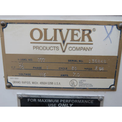 Oliver 777 Bread Slicer 1/2" Cut, Used Great Condition image 3