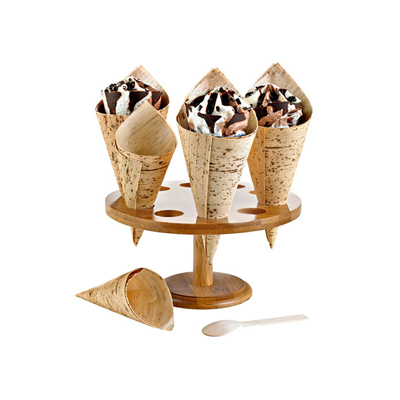 Packnwood Bamboo Cone and Temaki Display, 10 Cavities, 4 oz, 4.3" x 0.7", Case of 2 image 1