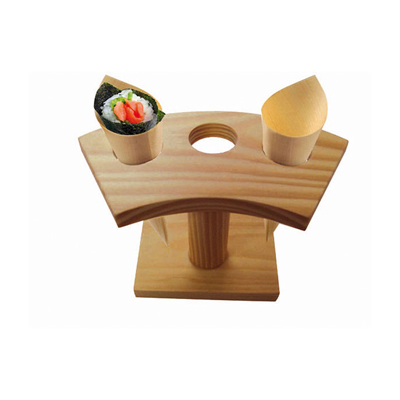 Packnwood Bamboo Cone and Temaki Display, 3 Cavities, 0.8" Dia., 6.25" x 3" x 3.5" H, Case of 10 image 1