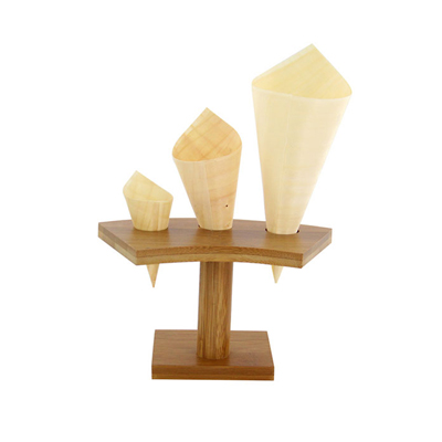 Packnwood Bamboo Cone and Temaki Display, 3 Cavities, 0.8" Dia., 6.25" x 3" x 3.5" H, Case of 10 image 2