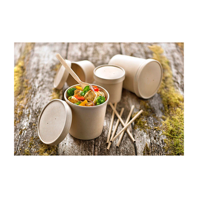 Packnwood Brown Kraft Soup Cup with Kraft Lid Included, 12 oz., 3.5" Dia. x  3.4" H, Case of 500 image 1