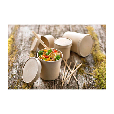 Packnwood Brown Kraft Soup Cup with Kraft Lid, 2.9" Dia. x 2.2" - Case of 500 image 1