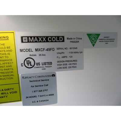Maxx MXCF-49FD Cold X Reach In Two Door Freezer, Used Excellent Condition image 2