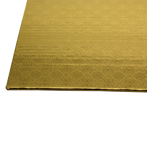 O'Creme Quarter Size Rectangular Gold Foil Cake Board, 1/4" Thick, Pack of 10 image 3