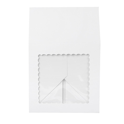 O'Creme White Cake Box with Scalloped Window, 8"x 8" x 5" High - Pack of 5 image 3