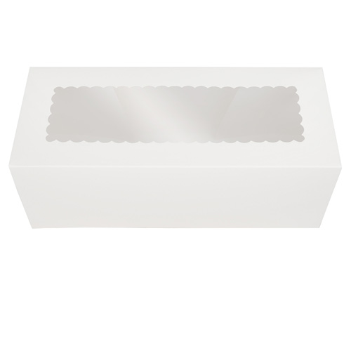 O'Creme White Log Box with Scalloped Window, 14" x 6" x 5" H, Case Of 50 image 1