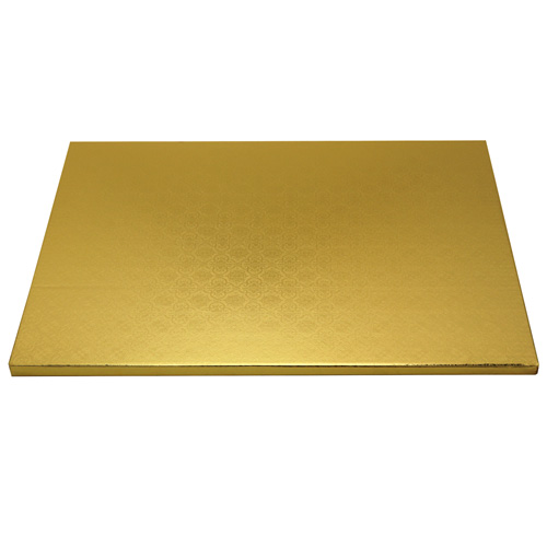 O'Creme Quarter Size Rectangular Gold Foil Cake Board, 1/2" Thick, Pack of 5 image 1