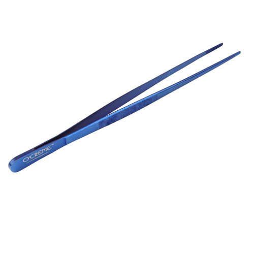 O'Creme Blue Stainless Steel Straight Tip Tweezers, 12"  image 1