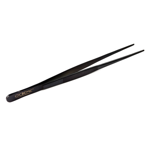 O'Creme Black Stainless Steel Straight Tip Tweezers, 8"  image 2