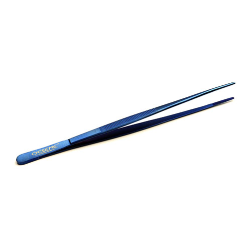 O'Creme Blue Stainless Steel Straight Tip Tweezers, 8"  image 1