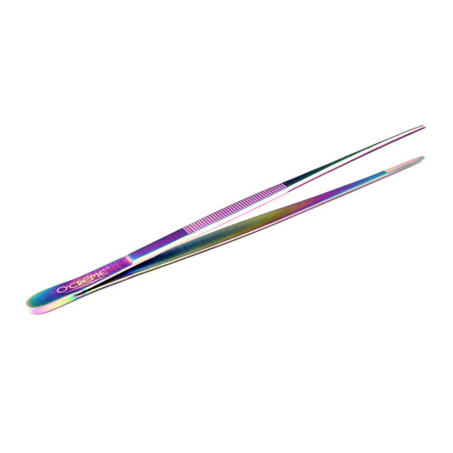 O'Creme Oil Slick Stainless Steel Straight Tip Tweezers, 8"  image 2