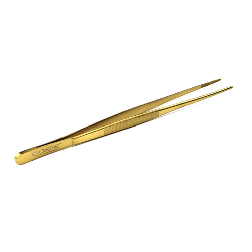 O'Creme Gold Stainless Steel Straight Tip Tweezers, 8"  image 1