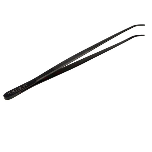 O'Creme Black Stainless Steel Curved Tip Tweezers, 12"  image 2