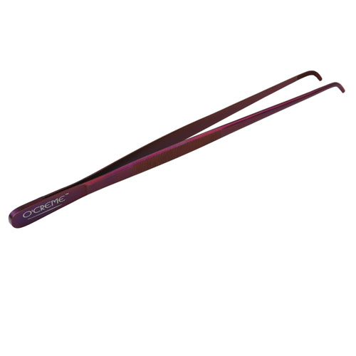 O'Creme Purple Stainless Steel Curved Tip Tweezers, 10"  image 1