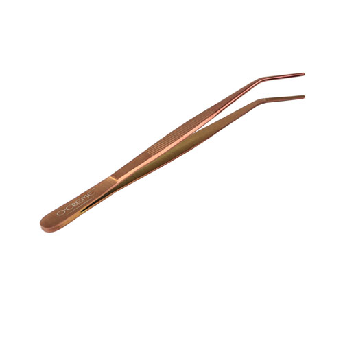 O'Creme Rose Gold Stainless Steel Curved Tip Tweezers, 8"  image 2