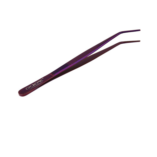 O'Creme Purple Stainless Steel Curved Tip Tweezers, 8"  image 2