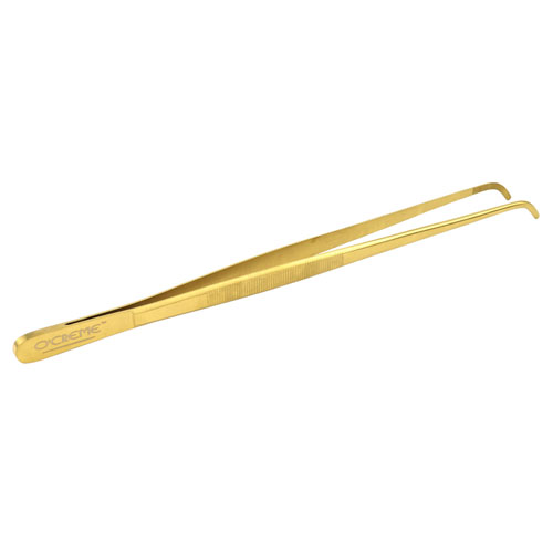 O'Creme Gold Stainless Steel Curved Tip Tweezers, 10"  image 1