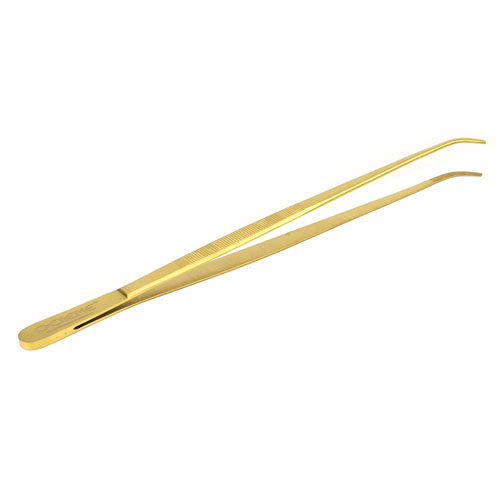 O'Creme Gold Stainless Steel Curved Tip Tweezers, 10"  image 2
