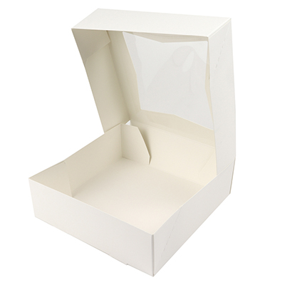 O'Creme White Pie Box, with Window, 9 x 9 x 2.5 Inches Deep - Pack Of 5 image 2
