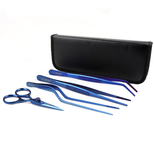 O'Creme Blue Stainless Steel Tweezers, Set of 4  image 1