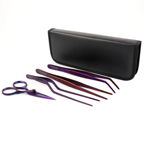 O'Creme Purple Stainless Steel Tweezers, Set of 4  image 1