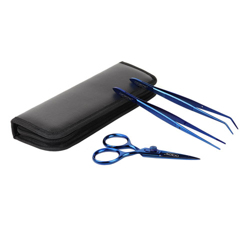 O'Creme Blue Stainless Steel Tweezers & Scissors, Set of 3  image 1