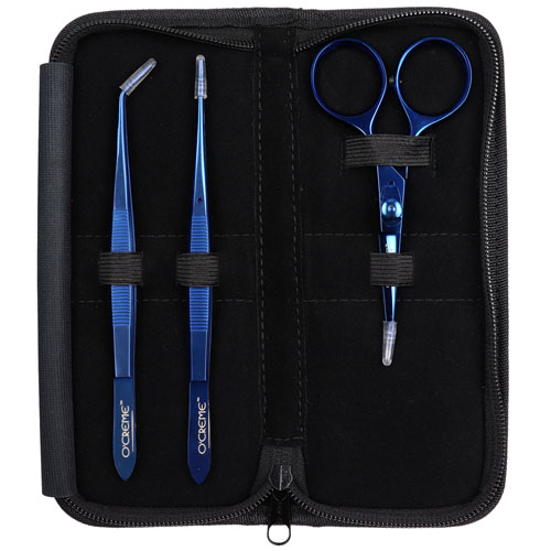 O'Creme Blue Stainless Steel Tweezers & Scissors, Set of 3  image 2