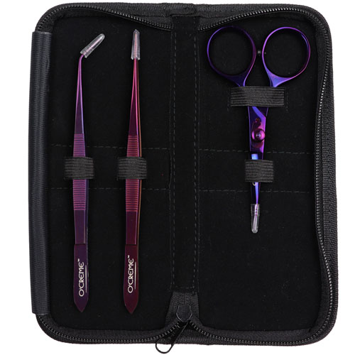 O'Creme Purple Stainless Steel Tweezers & Scissors, Set of 3  image 2