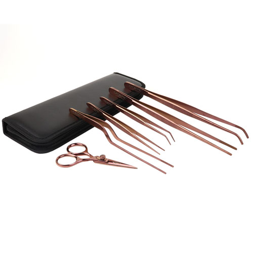 O'Creme Rose Gold Stainless Steel Tweezers & Scissors, Set of 6 image 1
