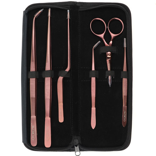 O'Creme Rose Gold Stainless Steel Tweezers & Scissors, Set of 6 image 2