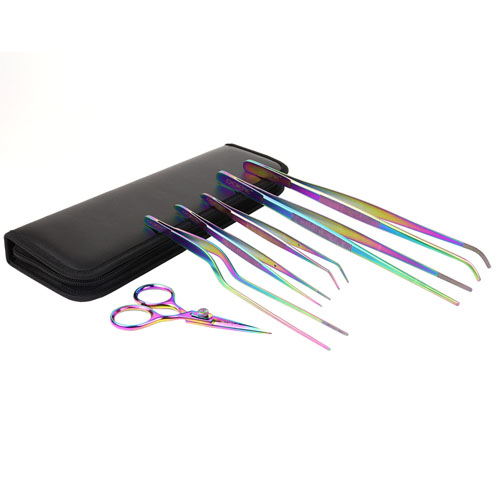 O'Creme Oil Slick Stainless Steel Tweezers & Scissors, Set of 6  image 1