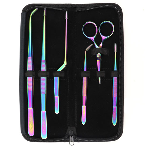 O'Creme Oil Slick Stainless Steel Tweezers & Scissors, Set of 6  image 2