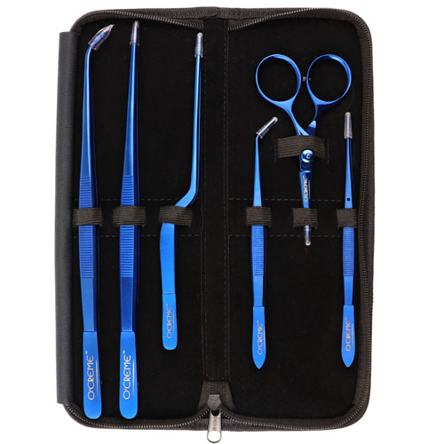 O'Creme Blue Stainless Steel Tweezers & Scissors, Set of 6  image 2