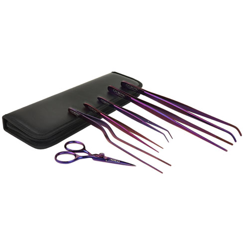 O'Creme Purple Stainless Steel Tweezers & Scissors, Set of 6  image 1