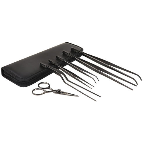 O'Creme Black Stainless Steel Tweezers & Scissors, Set of 6  image 1