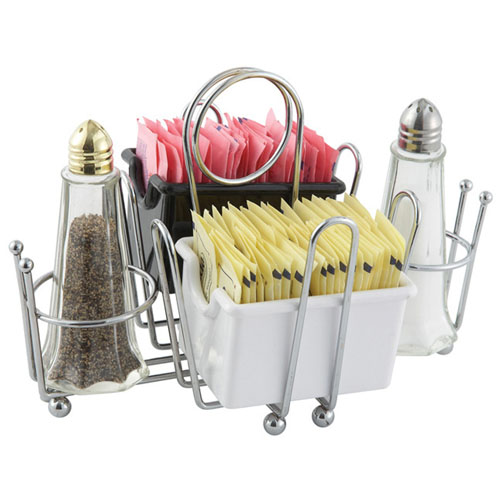 Winco WH-1 Chrome-Plated Cruet Rack for Salt/Pepper Shaker & Sugar Packets image 1