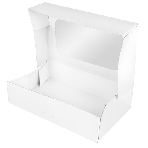 O'Creme White Treat Box with Window, 8.5" x 5.5" x 2", Pack of 5  image 2