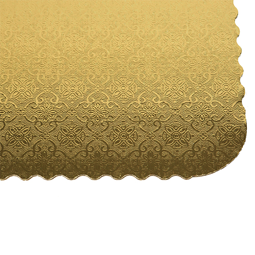 Gold Rectangular Scalloped Corrugated Half Size Cake Board 14" x 18" - Pack of 10 image 2