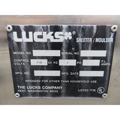 Lucks LSM-20 Moulder Sheeter, Plate size 9", Used Great Condition image 5