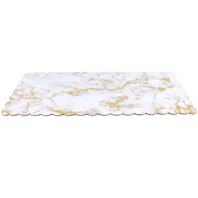 Marble-Colored Scalloped Log Cake Board 16-1/2" x 6-1/2" - Case of 50 image 1