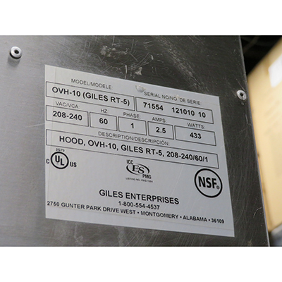 Giles RT-5 Rotisserie Oven with OVH-10 Ventless Hood, Used Excellent Condition image 9