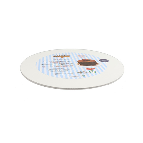 Avare White Round Footed Cake Board - 10" x 1/8" image 1