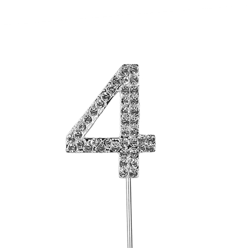 O'Creme Silver Rhinestone 'Number Four' Cake Topper image 1