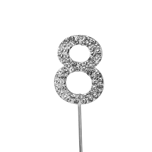 O'Creme Silver Rhinestone 'Number Eight' Cake Topper image 1