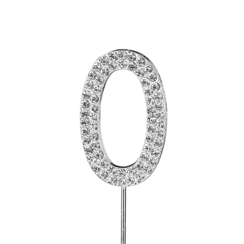 O'Creme Silver Rhinestone 'Number Zero' Cupcake Topper image 1