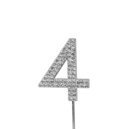 O'Creme Silver Rhinestone 'Number Four' Cupcake Topper image 1